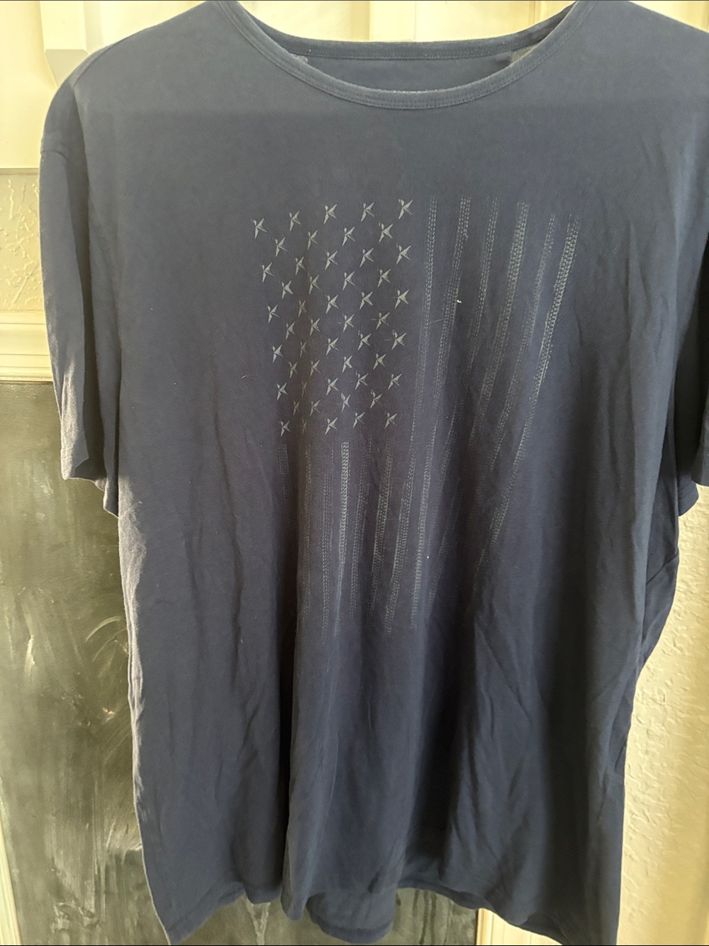 John Varvatos Navy Short-Sleeve Tee with Subtle Flag Motif